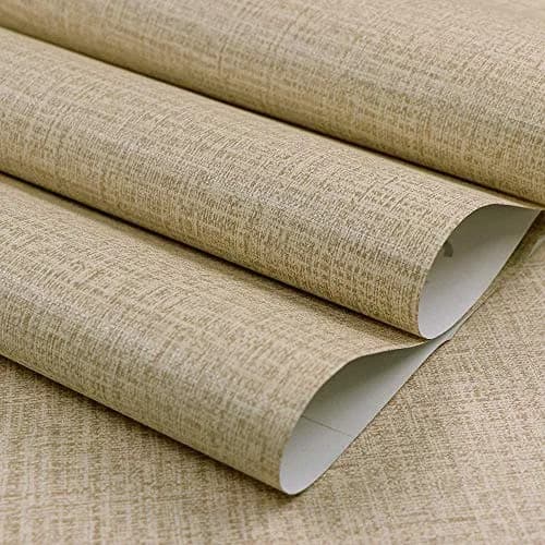 TANONE Khaki Grasscloth Peel and Stick Wallpaper 39.9 cm x 5 m (15.8 in x 197 in) | Realistic Textured Beige Wall Paper for Cabinets, Drawers, Kitchen thumbnail 2