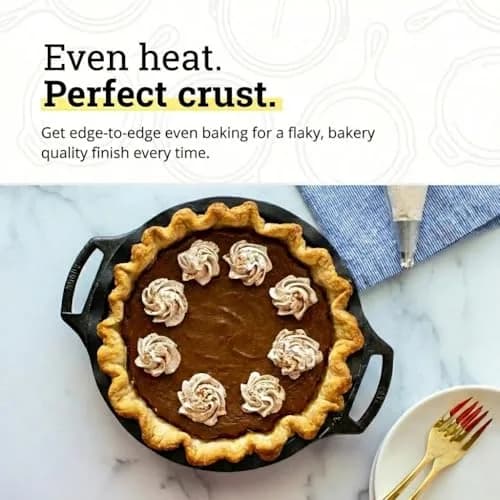 Lodge Pre-Seasoned Cast Iron Pie Pan with Dual Handles, 9 Inches (23 cm) | Heavy-Duty Baking for Homemade Pies & Desserts thumbnail 5