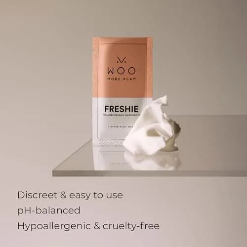 Woo More Play Freshies 20 ct Natural & Organic pH-Balanced Intimate Wipes | Hypoallergenic, Vegan, Discreet thumbnail 4
