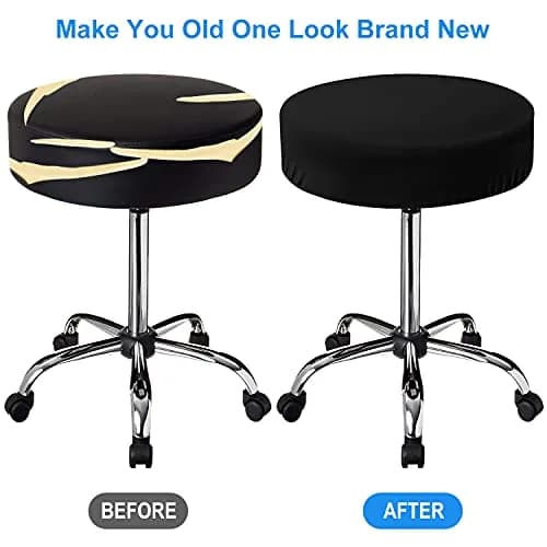 HFATMOS Black Round Stool Covers 2 Pcs | Fits 9-12 inch Diameter Stools thumbnail 6
