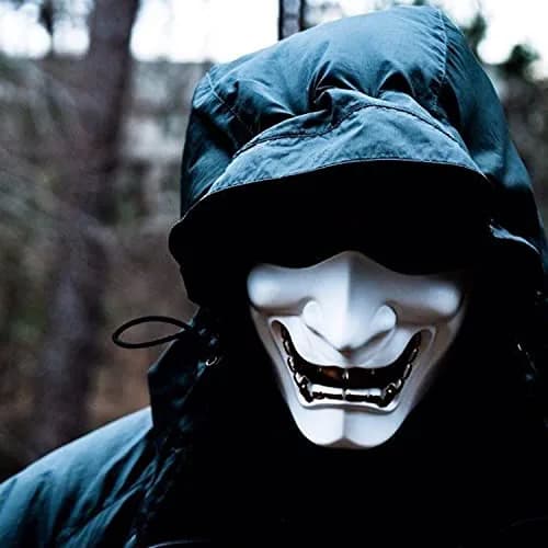 MTGHYARE Evil Demon Hannya Samurai Oni Mask White | Tactical Half Face Mask for Airsoft & Cosplay thumbnail 1
