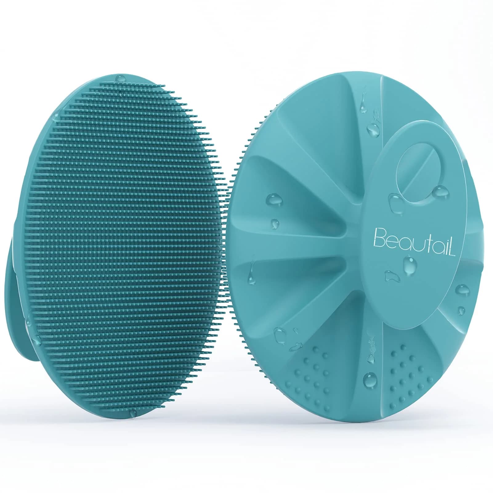 BEAUTAIL Silicone Body Scrubber Gentle Exfoliating Brush for Sensitive Skin | 83g (2.9oz) Blue — Cyan