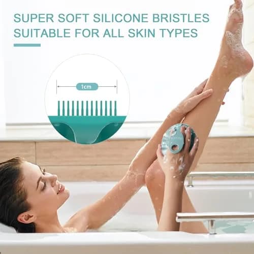BEAUTAIL Silicone Body Scrubber Gentle Exfoliating Brush for Sensitive Skin Cyan | Hygienic Silicone Loofah for Body, Face & Scalp thumbnail 4