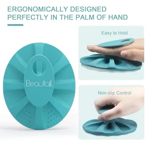 BEAUTAIL Silicone Body Scrubber Gentle Exfoliating Brush for Sensitive Skin Cyan | Hygienic Silicone Loofah for Body, Face & Scalp thumbnail 8