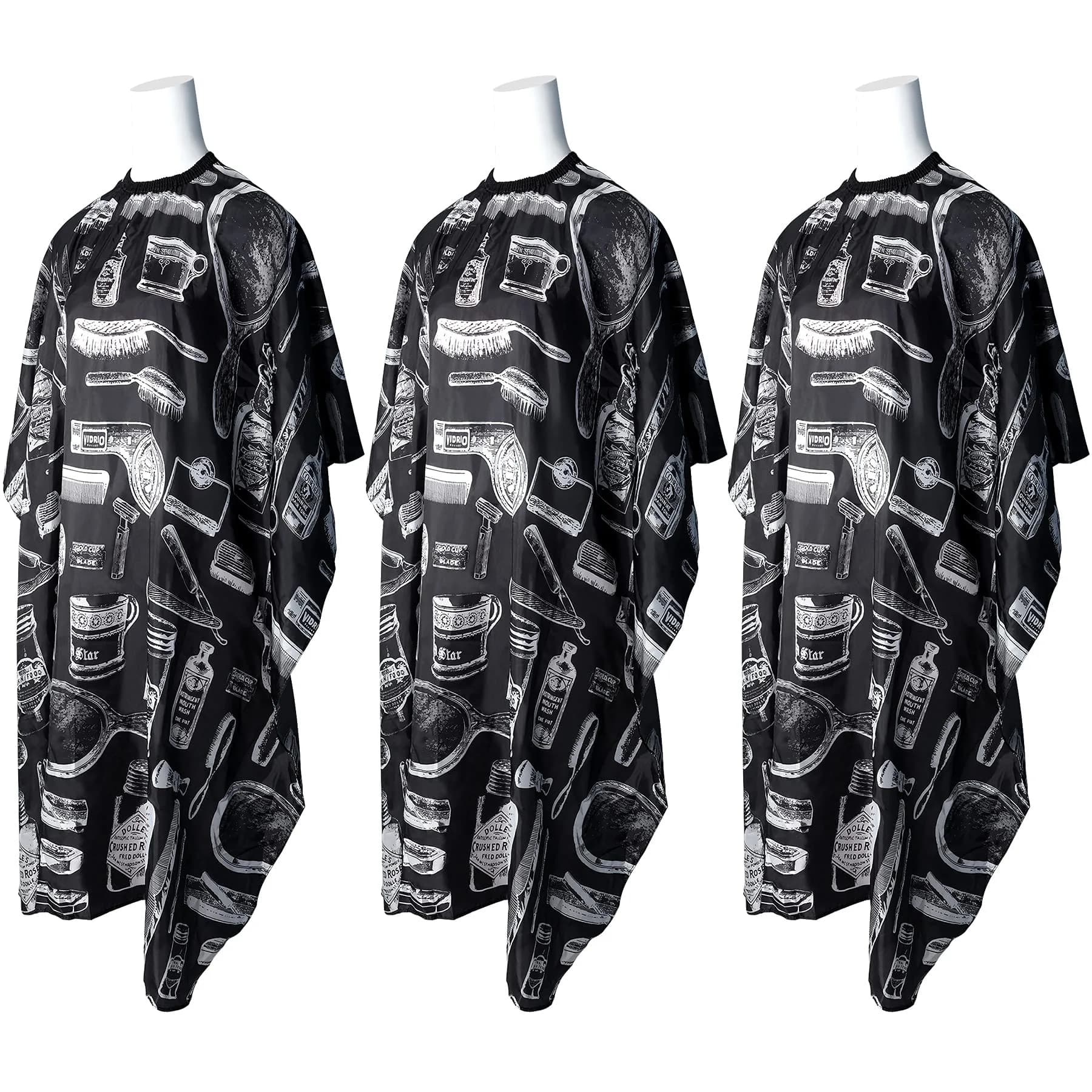 FEBSNOW 3 Pcs Professional Barber Cape for Adults, Hairdressing Salon Cape 140cm (56in) x 117cm (46.8in) | Waterproof Polyester Fabric - main product image
