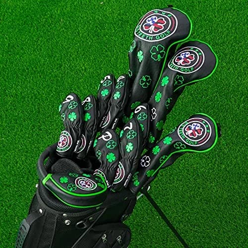 BIG TEETH Black Clover Half Mallet Putter Cover 5" x 3.1" x 1.2" | Magnetic Closure Golf Club Head Protector thumbnail 8