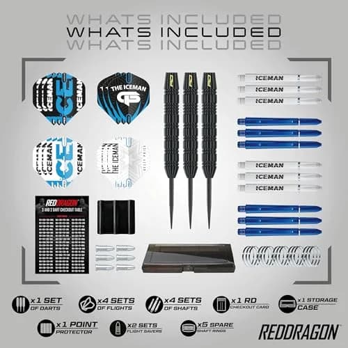 RED DRAGON Gerwyn Price Iceman 22g Brass Steel Tip Darts Set with Case | 50-Piece Complete Kit for Home, League & Pub Play thumbnail 2