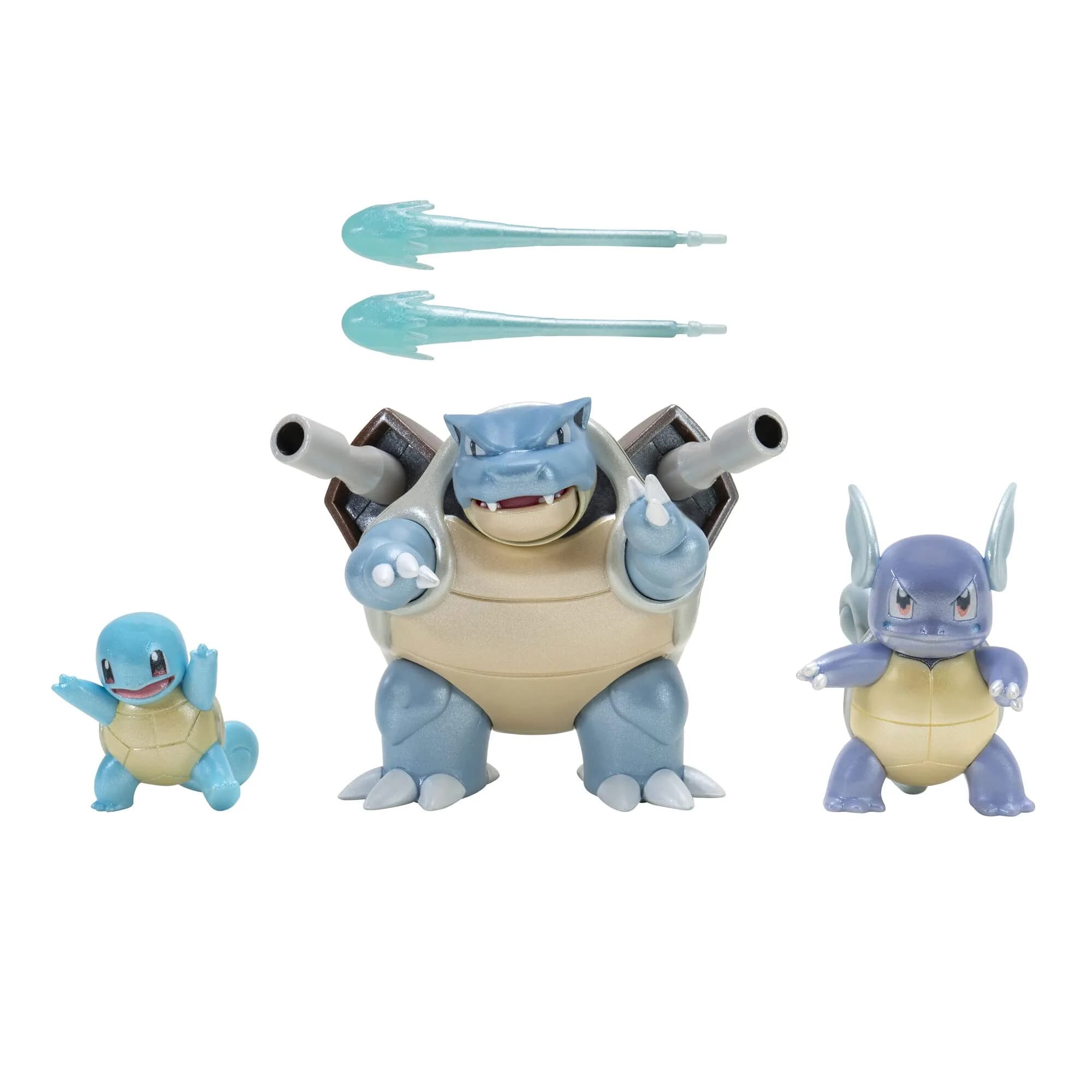 Jazwares Pokémon Select Evolution 3 Pack | 2-Inch Squirtle, 3-Inch Wartortle & 4.5-Inch Blastoise Figures for Kids