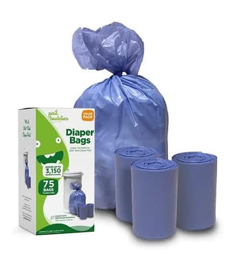 Pail Buddies Diaper Pail Refill Bags 75 Count | Odor Control, Tear-Resistant, 13-Gallon Capacity thumbnail 2