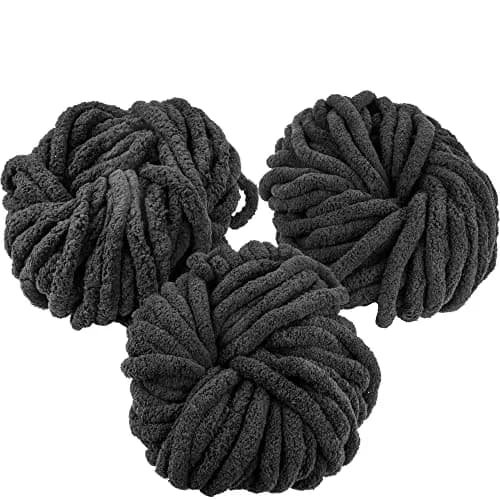 SCS Direct Chunky Yarn for Crocheting & Arm Knitting - Black 3 Pack Jumbo Chenille Yarn, 72 Yards Total (66 Meters) | Soft & Thick for Blankets thumbnail 1