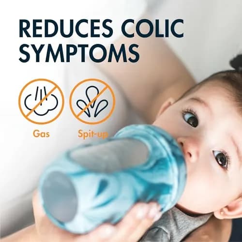 Boon Nursh Silicone Baby Bottles - Medium Flow - Tie Dye - 8 Oz (237ml) - 3 Count | Air-Free Feeding for Reduced Colic thumbnail 2