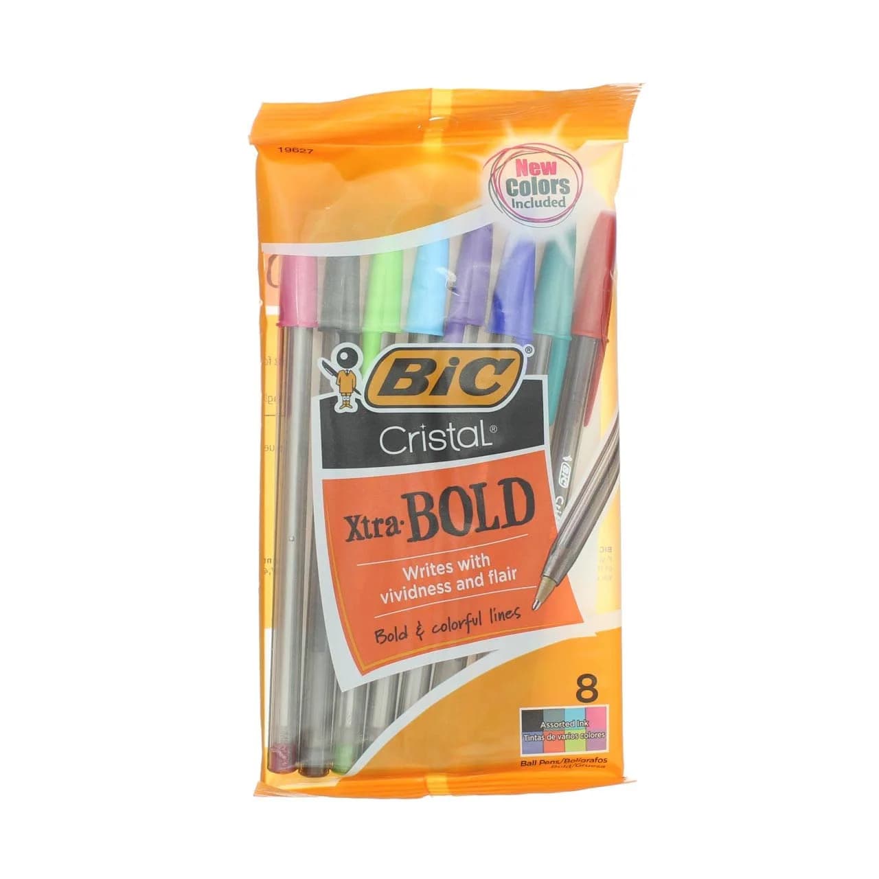 BIC Cristal Xtra Bold Ball Pen, Assorted Colors 19627 | 1 Pack of 8, 2mm+ Bold Writing - main product image