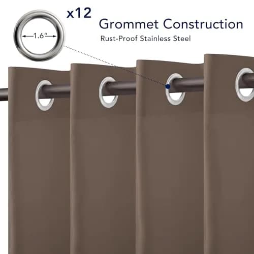 PureFit Outdoor Waterproof Curtains for Patio, Balcony, Porch - Camel, 200"W x 84"L (Set of 2) | UV & Fade Resistant thumbnail 4