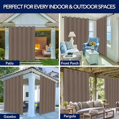PureFit Outdoor Waterproof Curtains for Patio, Balcony, Porch - Camel, 200"W x 84"L (Set of 2) | UV & Fade Resistant thumbnail 5
