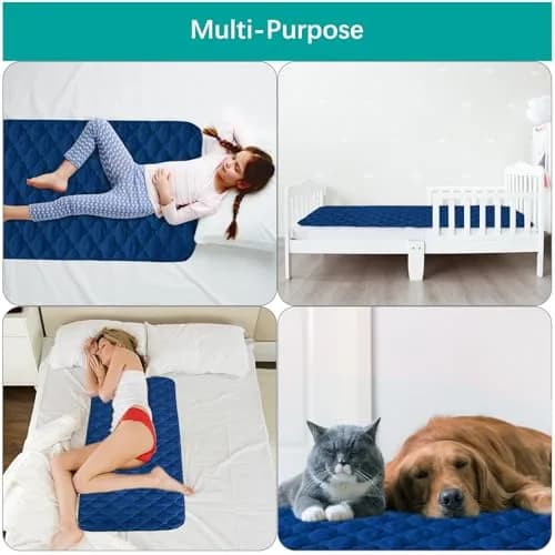 Biloban Waterproof Crib Mattress Protector Pad 52"x28" Navy | Breathable Quilted 4-Layer Design thumbnail 6
