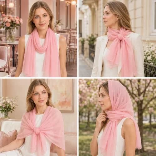 YOUR SMILE Women Lightweight Breathable Solid Color Soft Chiffon Scarf 70x27.5 inches | Elegant Year-Round Accessory thumbnail 5