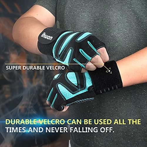 ihuan Ventilated Weight Lifting Gym Gloves with Wrist Support | Full Palm Protection for Men & Women thumbnail 4