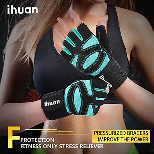 ihuan Ventilated Weight Lifting Gym Gloves with Wrist Support | Full Palm Protection for Men & Women thumbnail 5