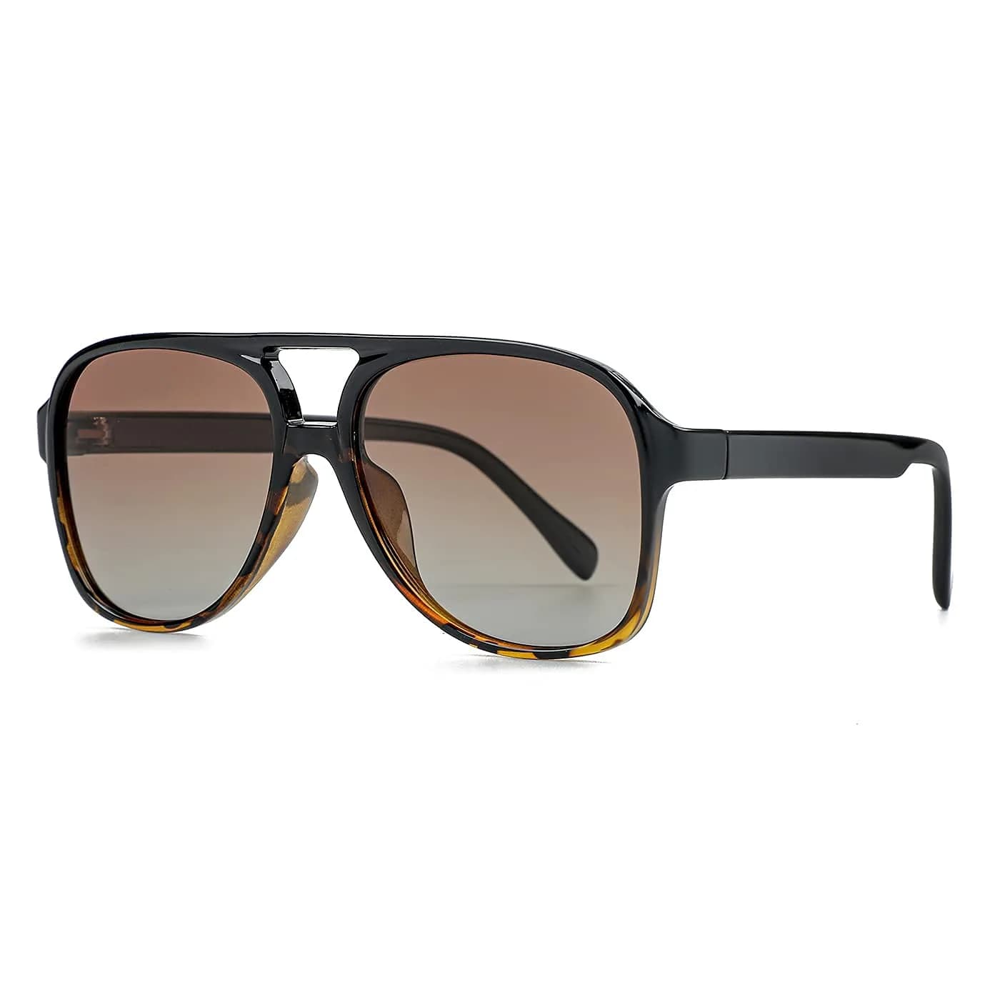 NIDOVIX Polarized Aviator Sunglasses for Men Women 58mm Lens Width | Classic Vintage Style — Black&tortoise/Gradient Brown