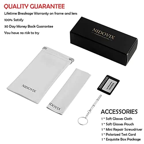 NIDOVIX Polarized Aviator Sunglasses for Men Women 58mm Lens Width | UV400 Protection thumbnail 6
