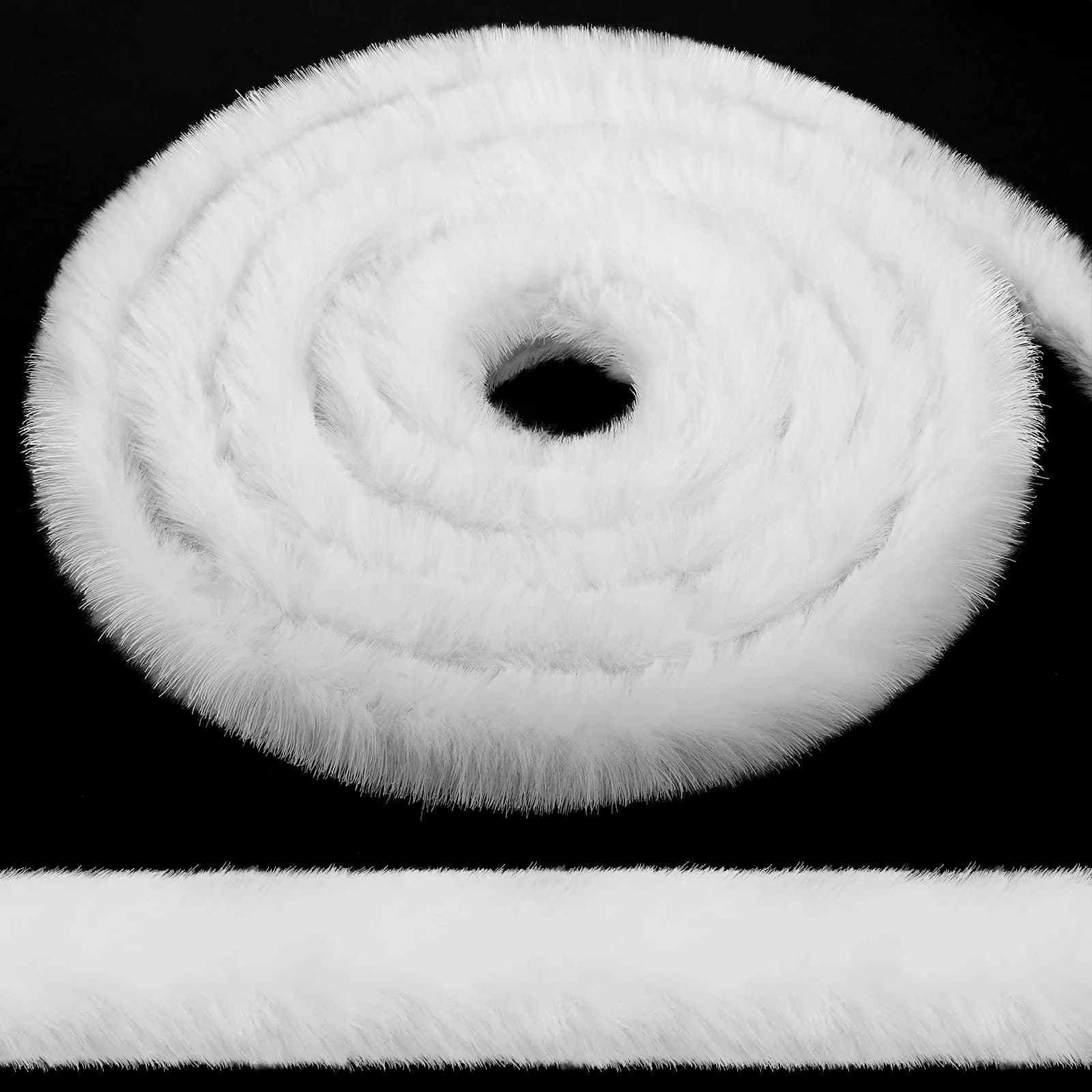 WILLBOND White Faux Fur Trim Ribbon 3.9in x 11.5ft | Fluffy Christmas Craft Decor — 0.98 Inch x 29.5 Feet
