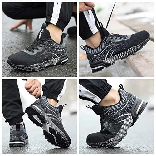 Furuian Steel Toe Shoes for Men & Women 13.5 Women/12 Men | Comfortable Puncture-Resistant Safety Shoes thumbnail 2