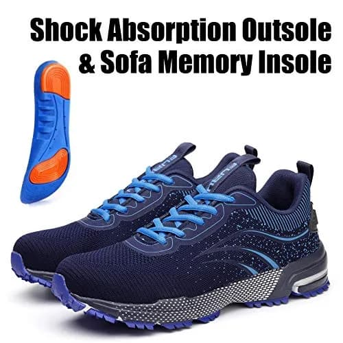 Furuian Steel Toe Shoes for Men & Women | Impact-Resistant, Breathable, Slip-Resistant Safety Shoes (Size 6 Women/4 Men, Blue) thumbnail 6