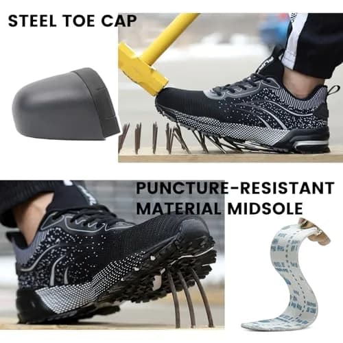 Furuian Steel Toe Shoes for Men & Women 7 Women/5.5 Men | Comfortable Puncture-Resistant Safety Shoes thumbnail 4