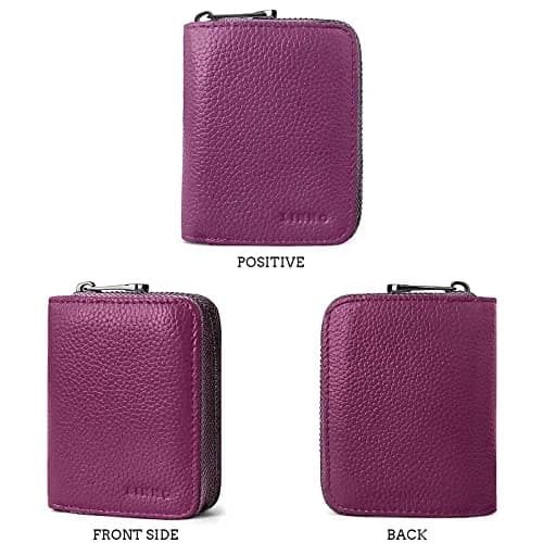 Linno RFID 20 Slots Credit Card Holder Genuine Leather Small Wallet with Zipper for Women & Men thumbnail 5