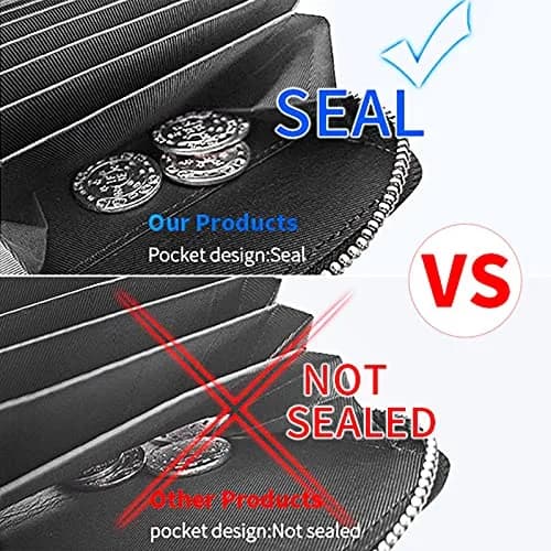 Linno RFID 20 Slots Credit Card Wallet Genuine Leather Small Wallet for Women or Men with Zipper | RFID Blocking Accordion Wallet thumbnail 4