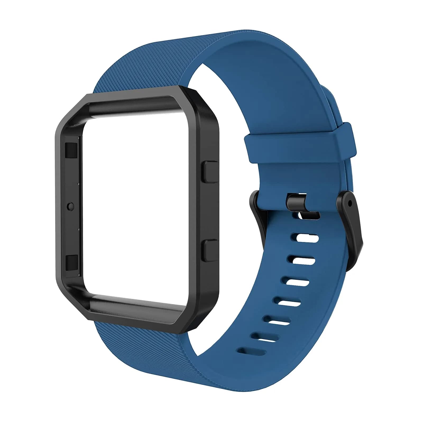 Simpeak Sport Band Compatible with Fitbit Blaze Large | Silicone Wrist Band with Metal Frame for Fitbit Blaze Men Women — Blue / Small