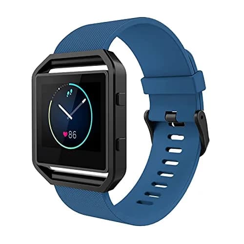 Simpeak Sport Band Compatible with Fitbit Blaze Smartwatch Sport Fitness, Silicone Wrist Band with Metal Frame for Fitbit Blaze Men Women (Blue, Small) thumbnail 2