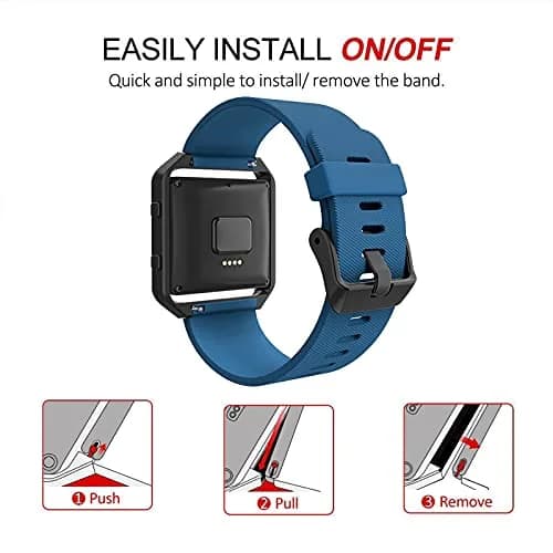 Simpeak Sport Band Compatible with Fitbit Blaze Large | Silicone Wrist Band with Metal Frame for Fitbit Blaze Men Women thumbnail 3