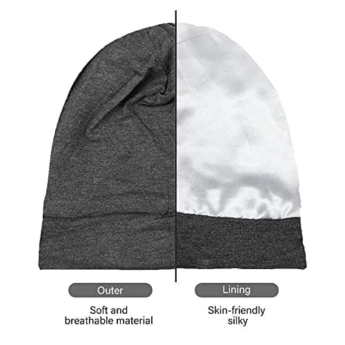 Geyoga Silk Satin Bonnet for Men | Adjustable Elastic Band for Curly Hair, 2 Pack thumbnail 5