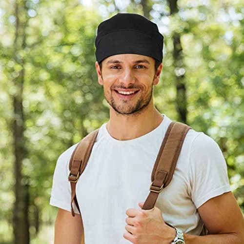 Geyoga Silk Satin Bonnet for Men | Adjustable Elastic Band for Curly Hair, 2 Pack thumbnail 7