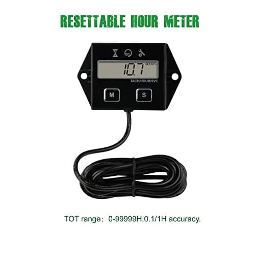 YOOREAL Digital Inductive Tach Hour Meter, RPM Gauge Meter Tachometer with Resettable Hours & Maintenance Timer | 0-20000 RPM, 99999 Hours thumbnail 2