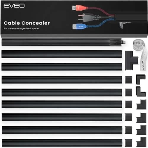 EVEO Black Cord Management Cable Hider Kit 381cm (150in) | Paintable Wire Concealer for Walls thumbnail 1