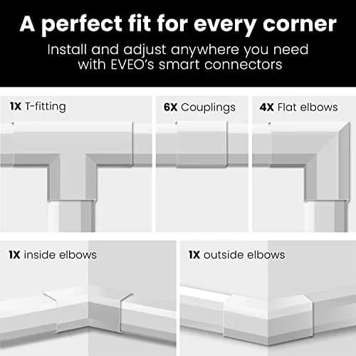 EVEO Black Cord Management Cable Hider Kit 381cm (150in) | Paintable Wire Concealer for Walls thumbnail 5
