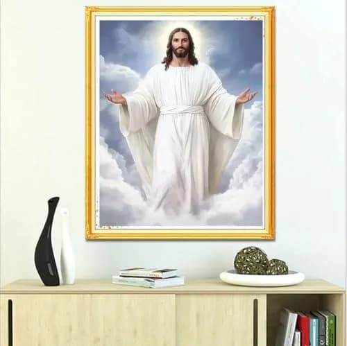 pigpigboss God Jesus Diamond Painting Art Kit, 12x16 inches | 5D Round Resin Diamonds for Religious Decor thumbnail 3