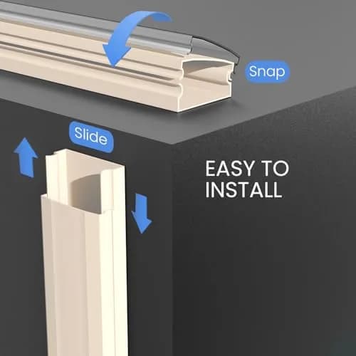 EVEO Cord Covers for Wires on Wall - 153in Cable Management Cable Hider Kit | Beige thumbnail 4