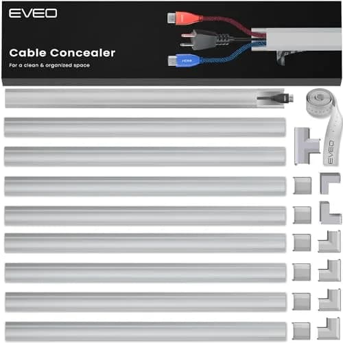 EVEO Grey Cable Management Raceway Kit 150in (125ft) | Paintable Wire Concealer for TV Wall thumbnail 1