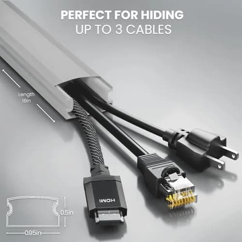 EVEO Grey Cable Management Raceway Kit 150in (125ft) | Paintable Wire Concealer for TV Wall thumbnail 3