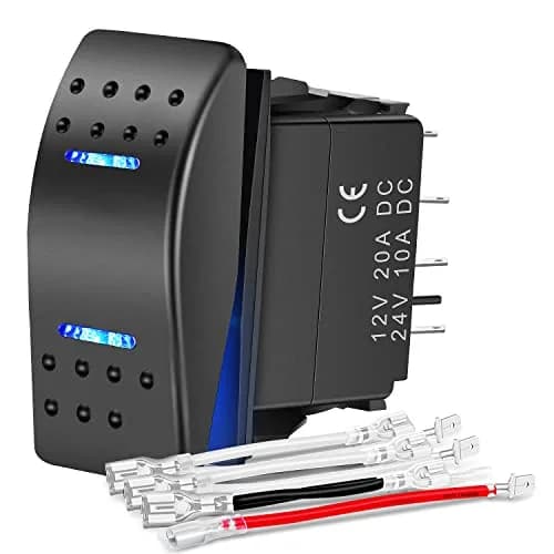 Nilight 7Pin Momentary Rocker Switch DPDT Toggle(On)-Off-(On) | 12VDC 20AMP, Blue LED, Universal Fit thumbnail 1