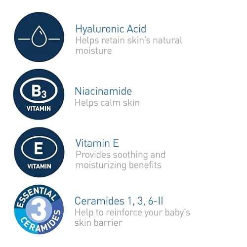 CeraVe Baby Lotion Gentle Skin Care with Ceramides, Niacinamide & Vitamin E, Fragrance-Free, 473ml (16 Fl Oz) thumbnail 4
