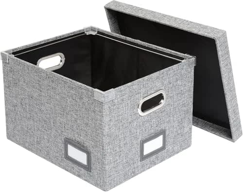 Pendaflex Collapsible File Organizer Box with Lid, Letter/Legal Hanging File Storage Box 43.2cm (17")L x 35.1cm (14")W x 26.7cm (10.5")H | Holds 34 Liters thumbnail 1