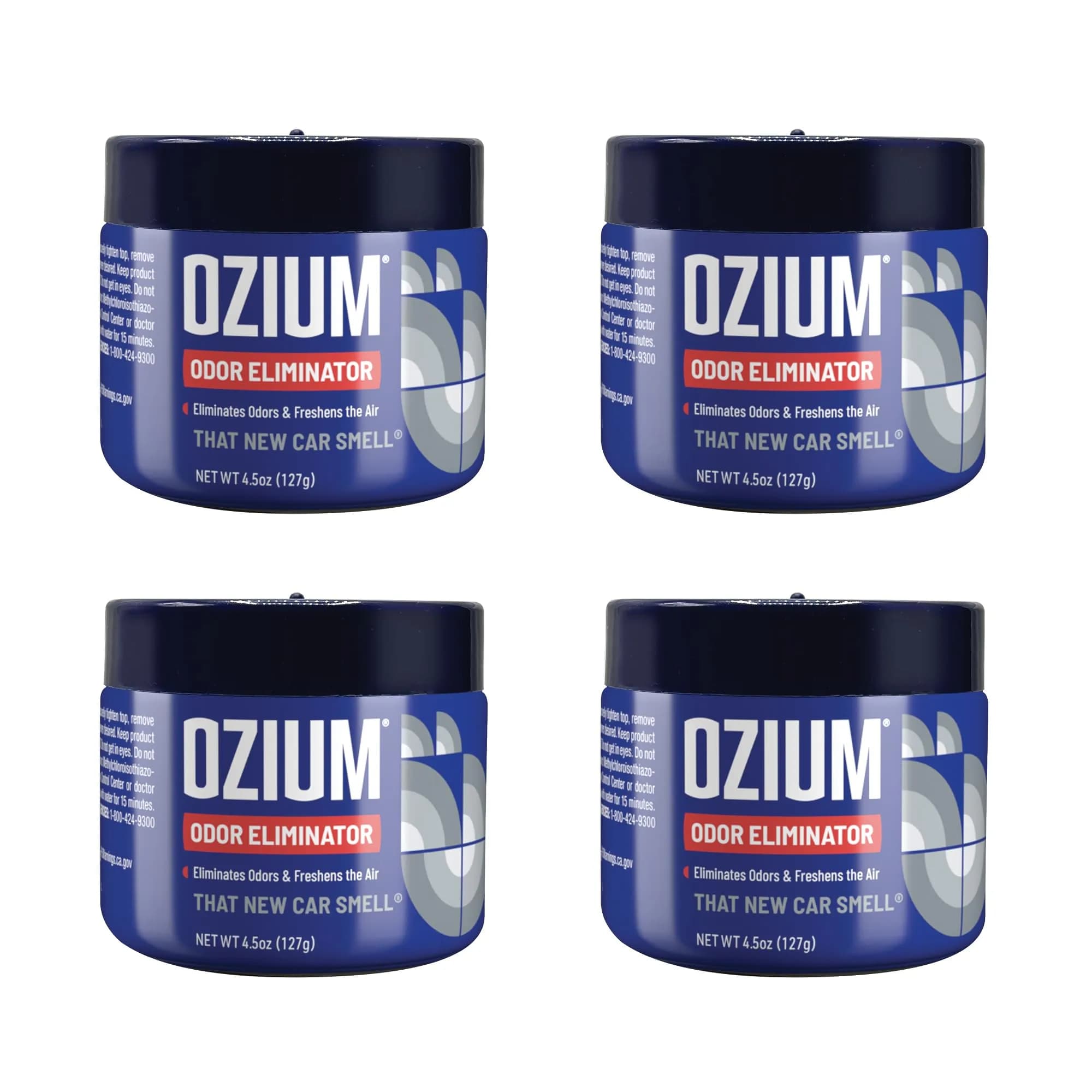 Ozium Odor Eliminating Gel Air Freshener Alternative 4.5 Oz (128g) Pack of 4 | Eliminates Stubborn Smoke Odors — Multicolor