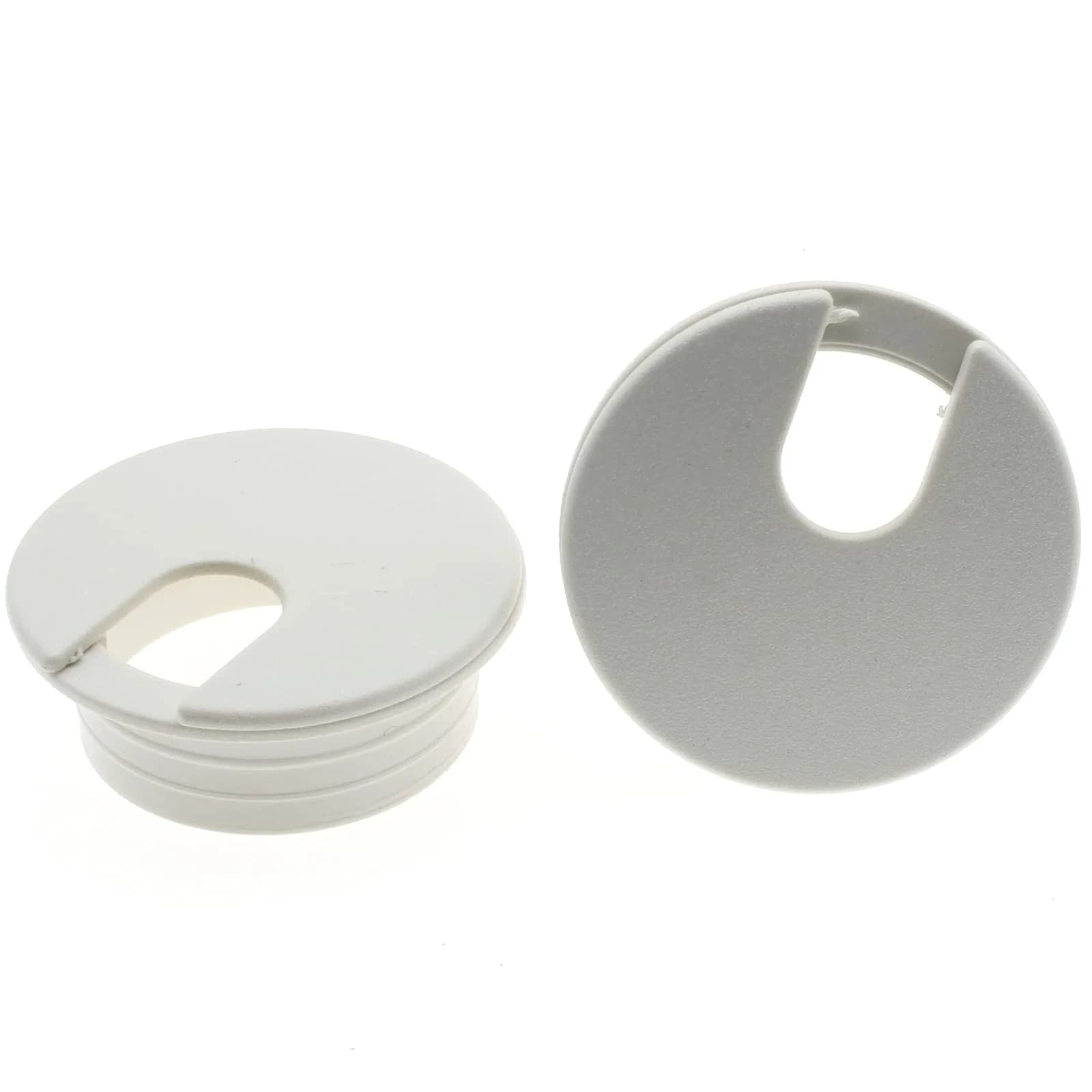 LBTODH Black 2 Pcs ABS Plastic Desk Grommet 38mm (1.5 Inch) | Cable Management Hole Cover for Desks — White