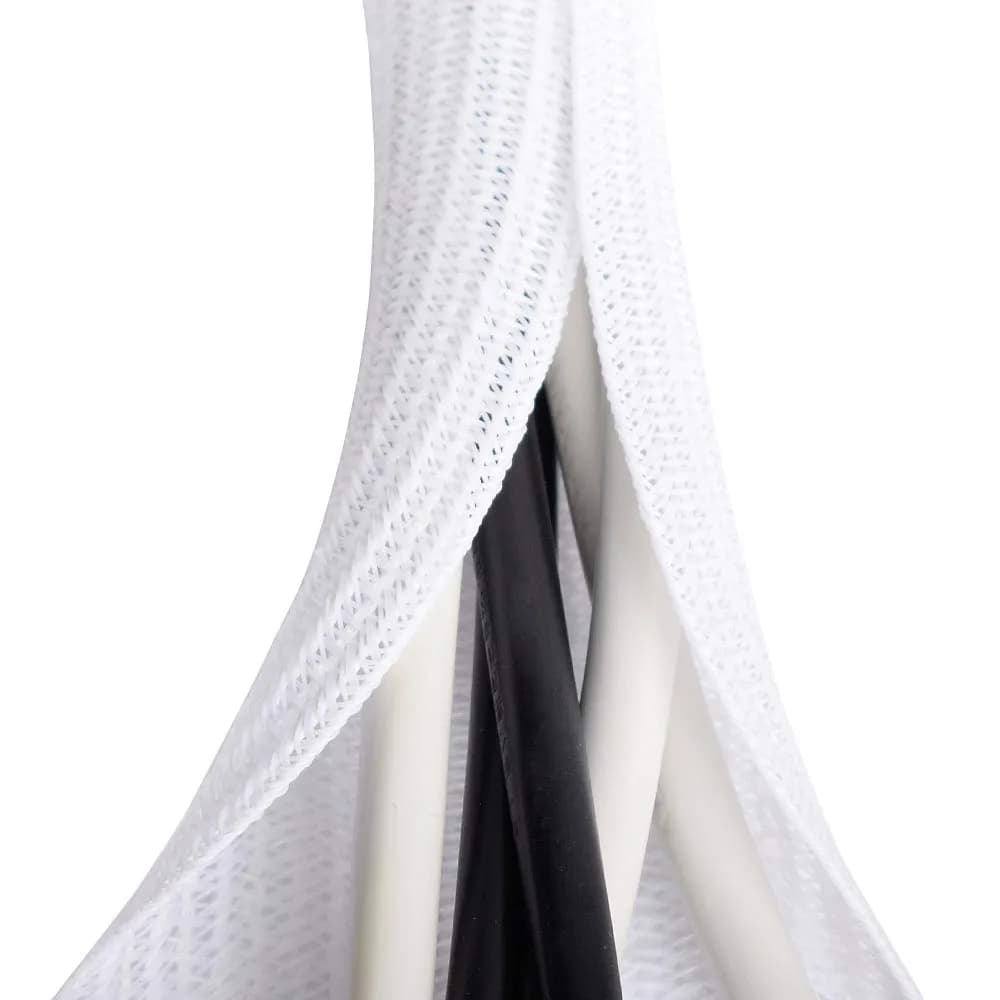 ZhiYo White Braided Cable Sleeve 20ft (6.1m) | Organizes 4-8 Cables