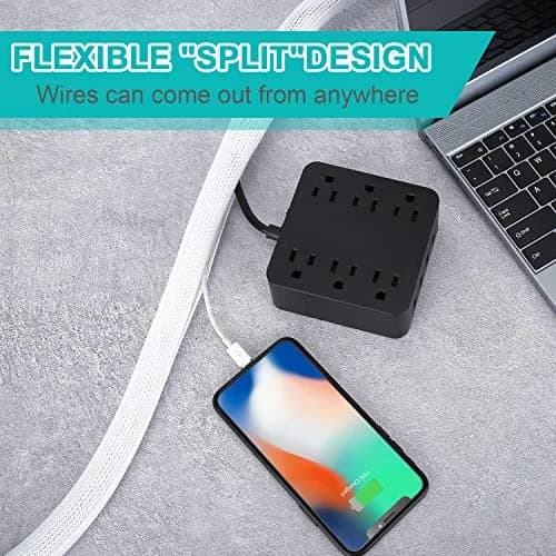 ZhiYo White Braided Cable Sleeve 20ft (6.1m) | Organizes 4-8 Cables thumbnail 5