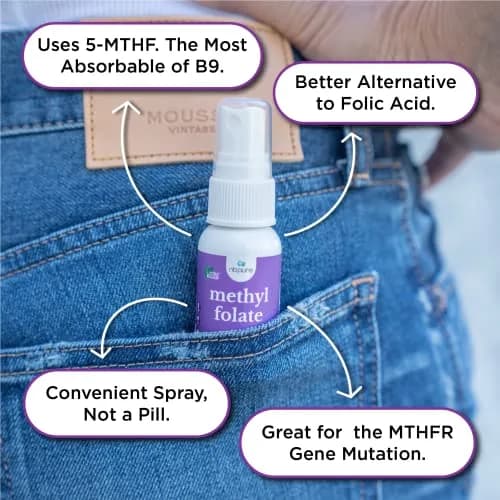 nbpure Methylfolate Vitamin B9 Liquid Spray 1 oz | Supports pregnancy & cognitive health thumbnail 3